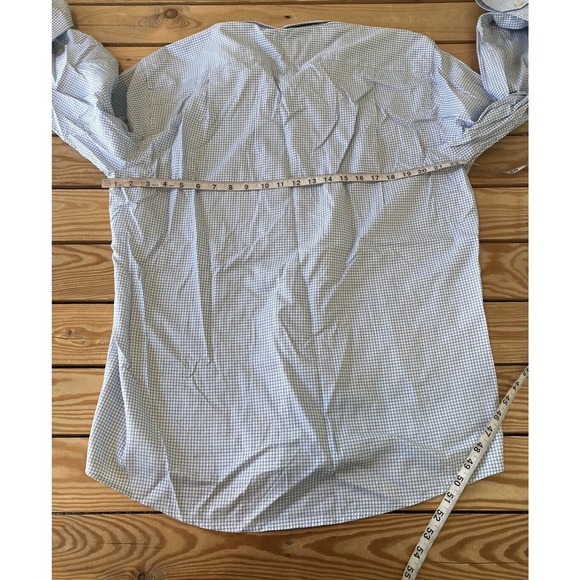 Eton Button Down Check Dress Shirt Size 17.5 Men’s Blue - Picture 7 of 8